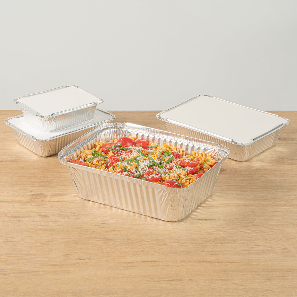 Foil Lux 5 lb Oblong Aluminum Container - 10" x 7" x 2 3/4" - 100 count box