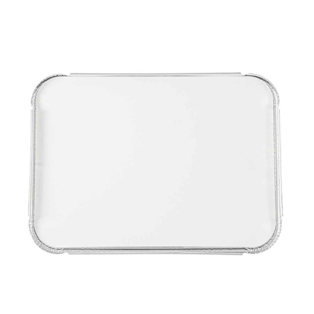 Foil Lux Oblong White Foil-Laminated Board Lid - Fits 5 lb Container - 100 count box
