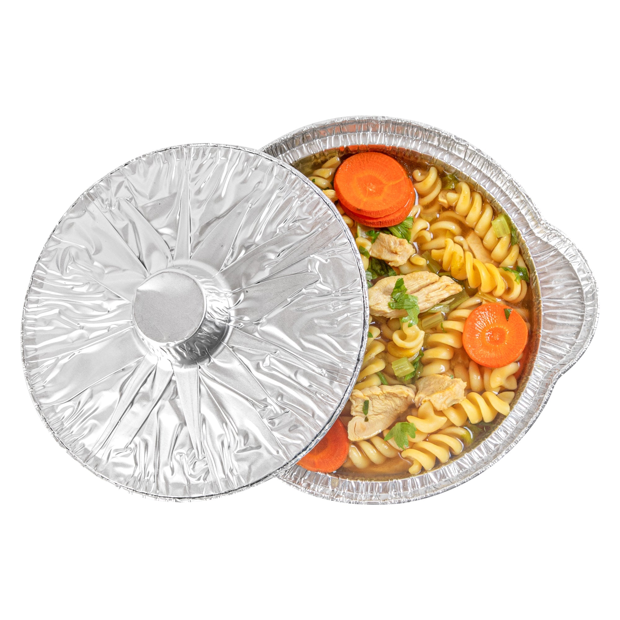 Foil Lux 34 oz Aluminum Foil Pot - with Lid - 8 1/4" x 7 1/4" x 3" - 100 count box
