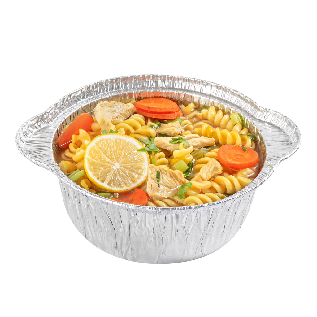 Foil Lux 34 oz Aluminum Foil Pot - with Lid - 8 1/4" x 7 1/4" x 3" - 100 count box