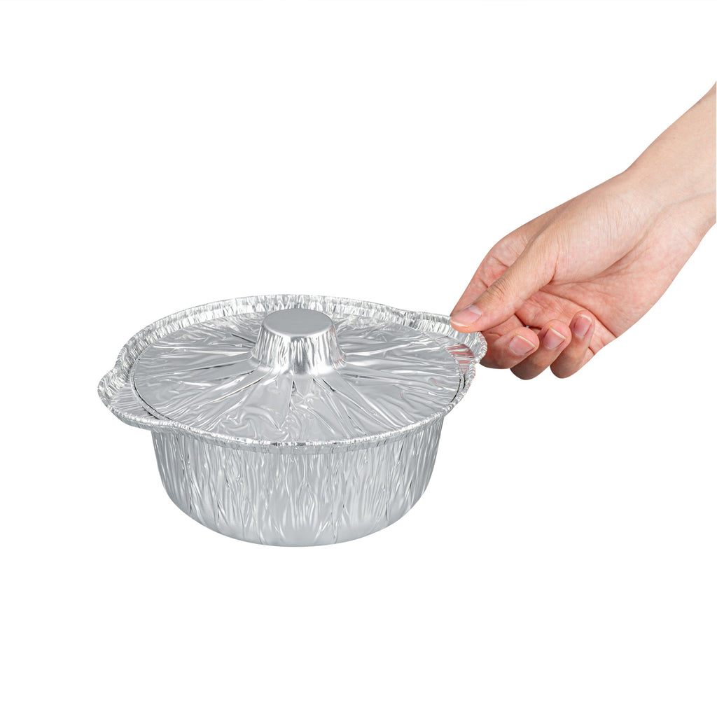 Foil Lux 34 oz Aluminum Foil Pot - with Lid - 8 1/4" x 7 1/4" x 3" - 100 count box
