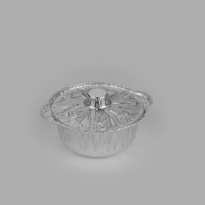 Foil Lux 34 oz Aluminum Foil Pot - with Lid - 8 1/4" x 7 1/4" x 3" - 100 count box
