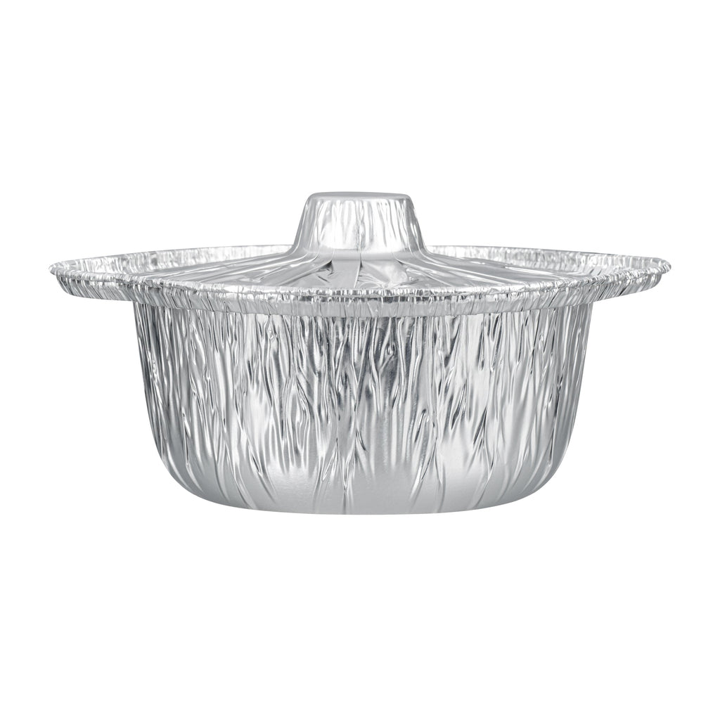 Foil Lux 34 oz Aluminum Foil Pot - with Lid - 8 1/4" x 7 1/4" x 3" - 100 count box