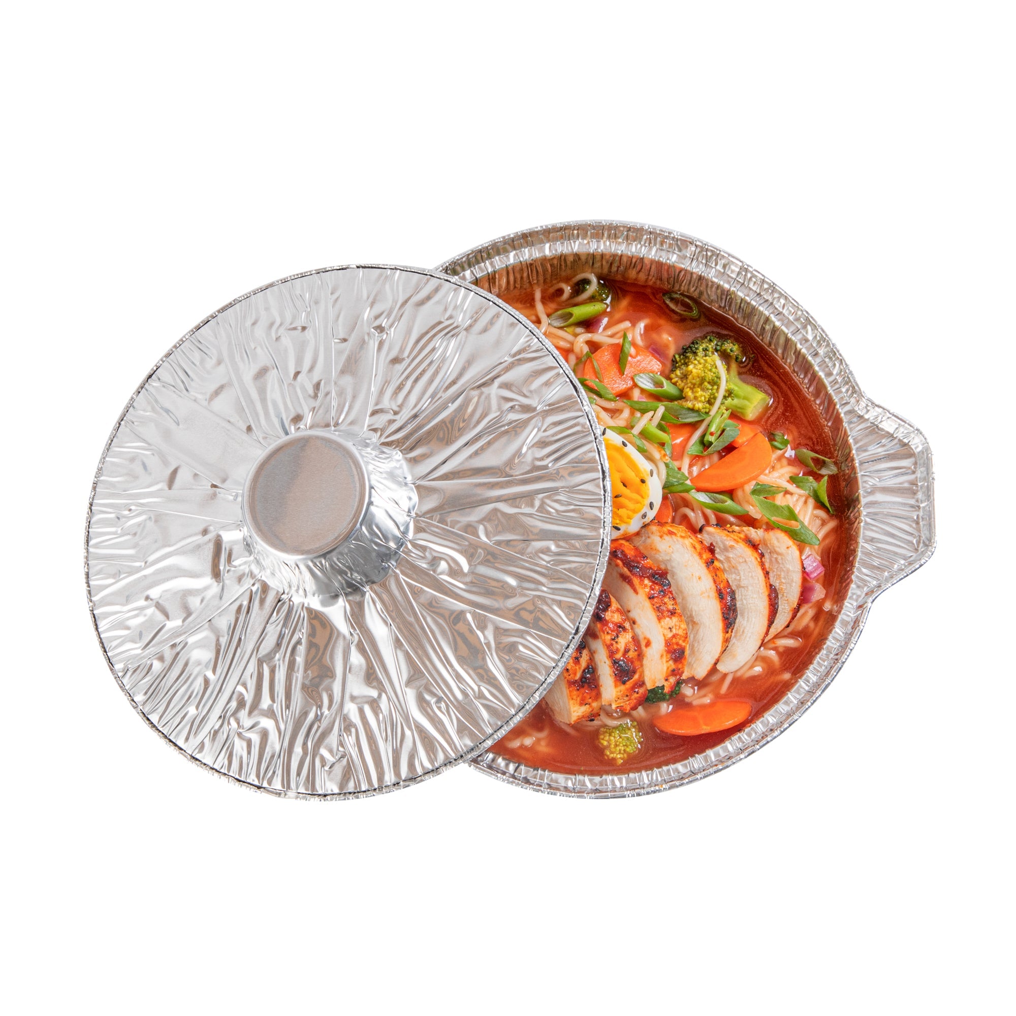 Foil Lux 60 oz Aluminum Foil Pot - with Lid - 9 3/4" x 8 3/4" x 3 3/4" - 10 count box