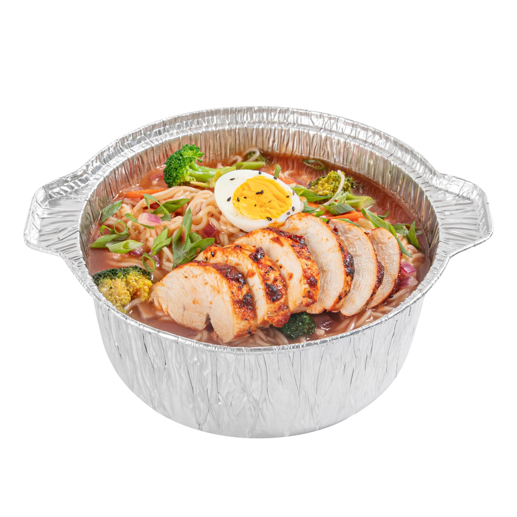 Foil Lux 60 oz Aluminum Foil Pot - with Lid - 9 3/4" x 8 3/4" x 3 3/4" - 100 count box