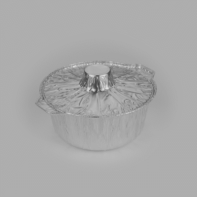 Foil Lux 60 oz Aluminum Foil Pot - with Lid - 9 3/4" x 8 3/4" x 3 3/4" - 100 count box