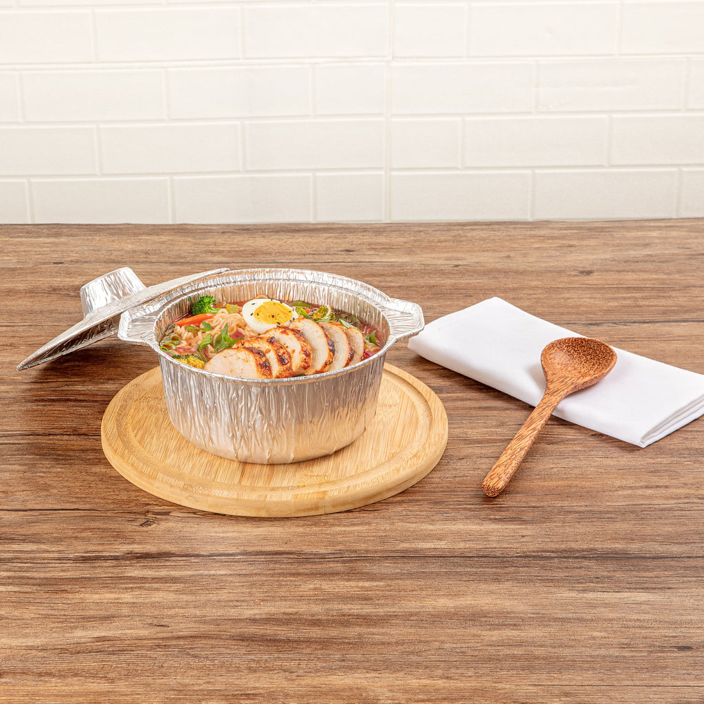 Foil Lux 60 oz Aluminum Foil Pot - with Lid - 9 3/4" x 8 3/4" x 3 3/4" - 100 count box