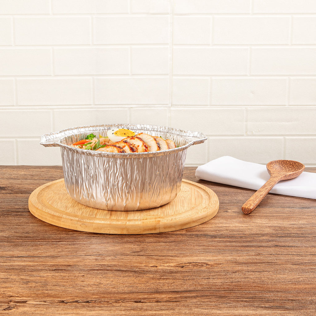 Foil Lux 60 oz Aluminum Foil Pot - with Lid - 9 3/4" x 8 3/4" x 3 3/4" - 100 count box