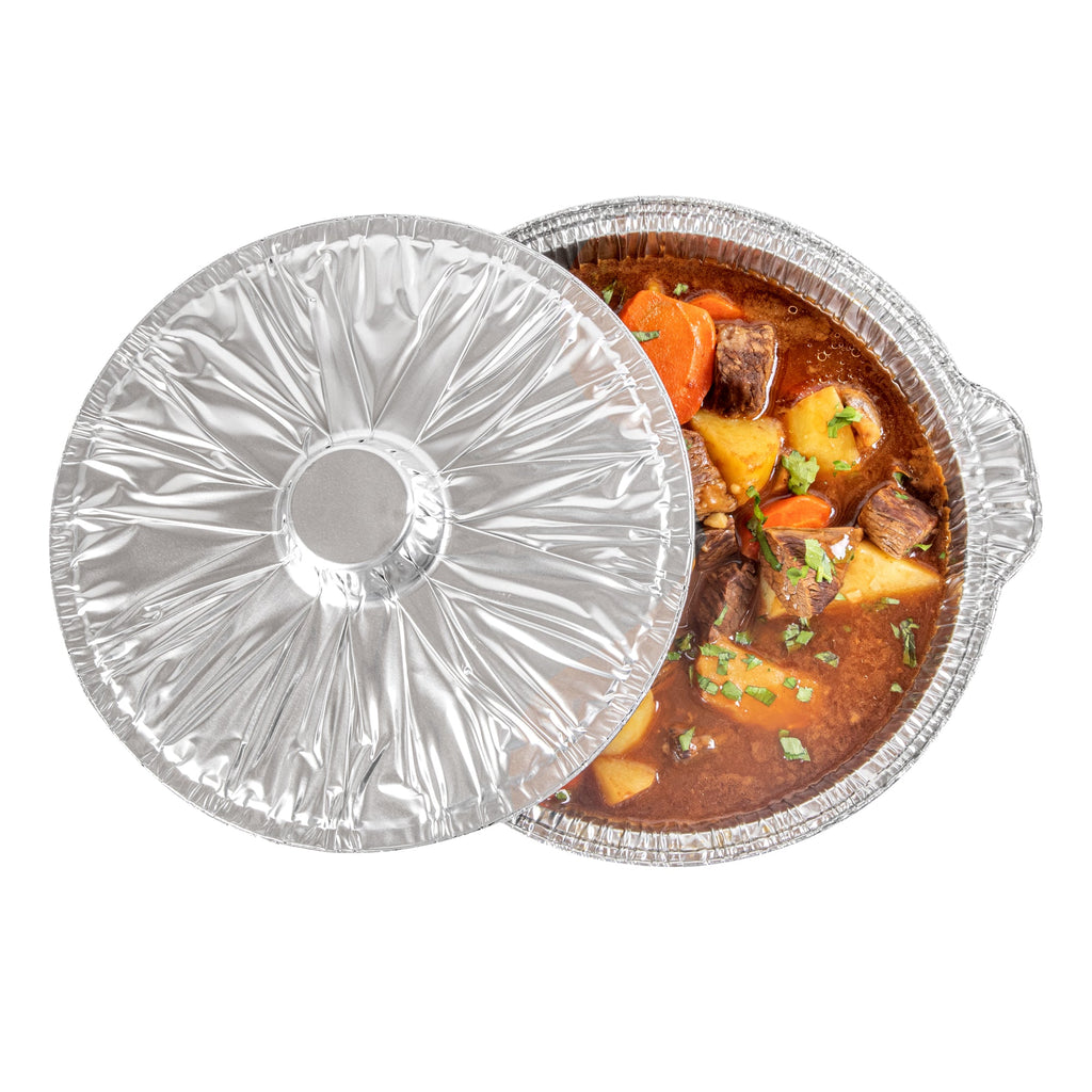 Foil Lux 4 qt Aluminum Foil Pot - with Lid - 11 1/2" x 10 1/4" x 4 3/4" - 10 count box