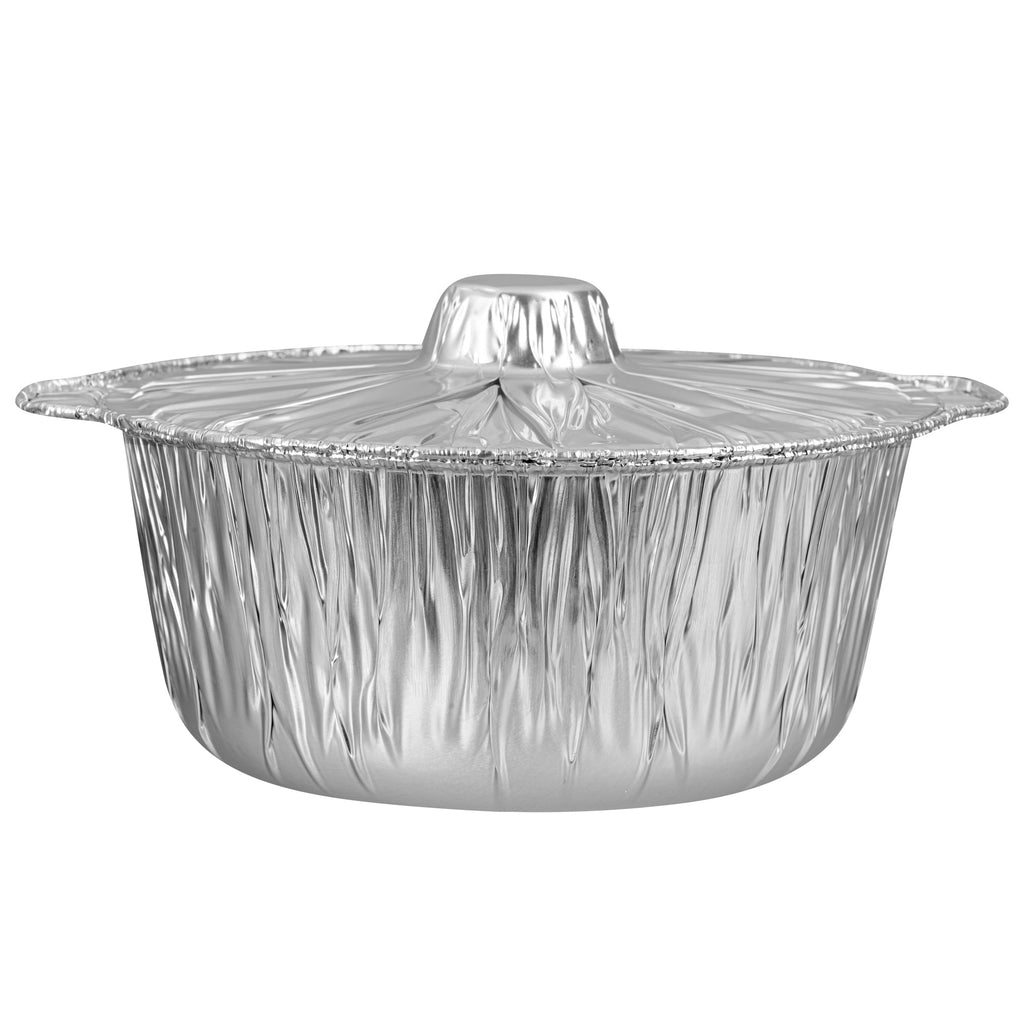 Foil Lux 4 qt Aluminum Foil Pot - with Lid - 11 1/2" x 10 1/4" x 4 3/4" - 10 count box