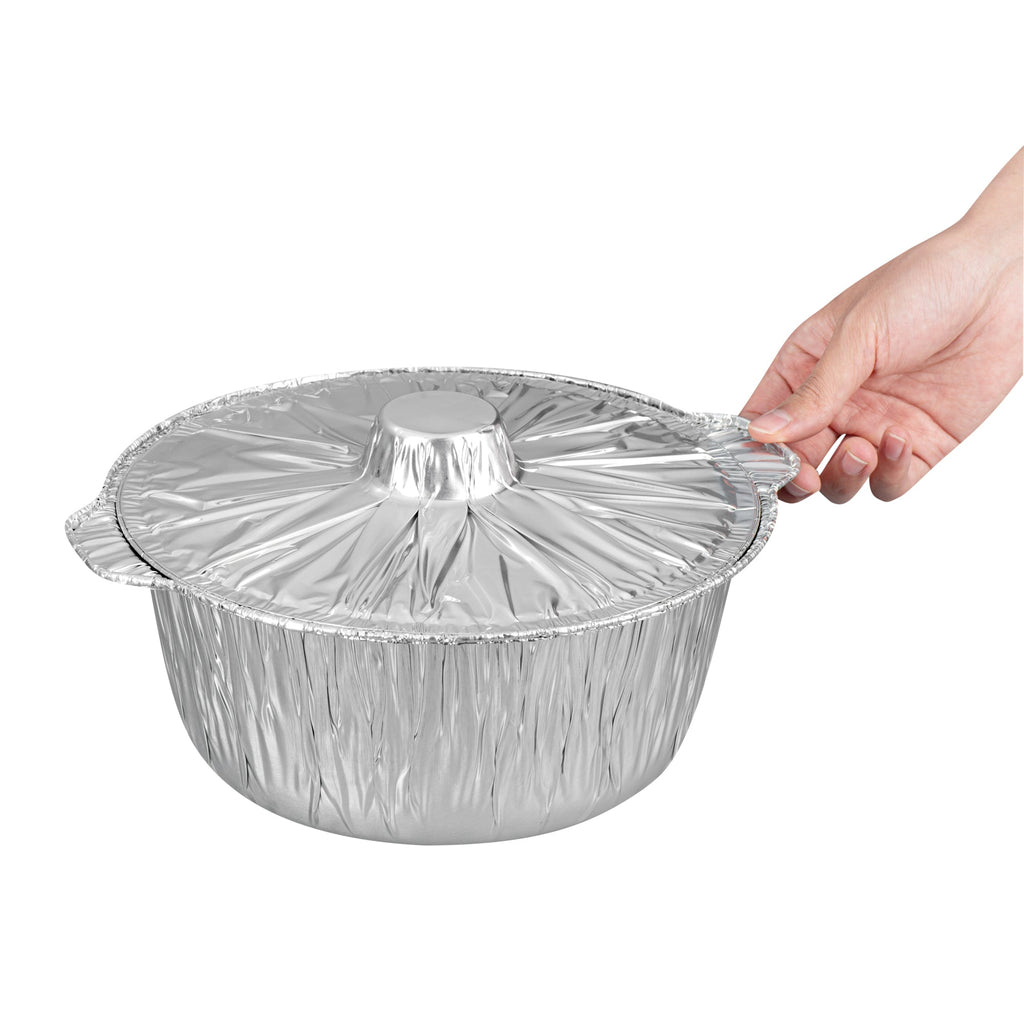 Foil Lux 4 qt Aluminum Foil Pot - with Lid - 11 1/2" x 10 1/4" x 4 3/4" - 100 count box