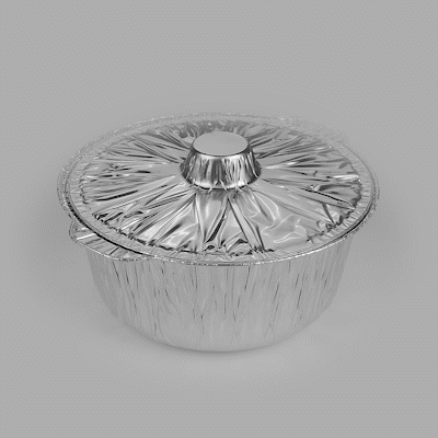 Foil Lux 4 qt Aluminum Foil Pot - with Lid - 11 1/2" x 10 1/4" x 4 3/4" - 100 count box