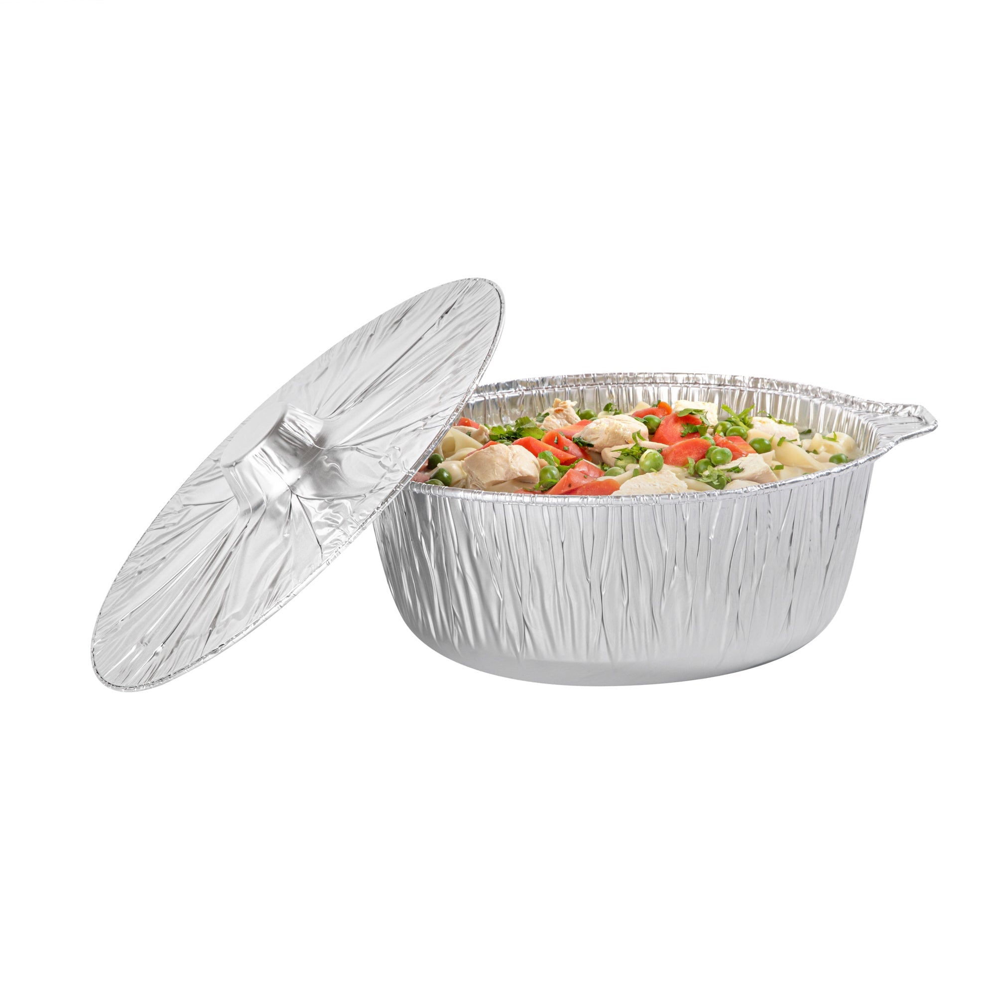 Foil Lux 6 qt Aluminum Foil Pot - with Lid - 13 1/2" x 12" x 4 3/4" - 10 count box