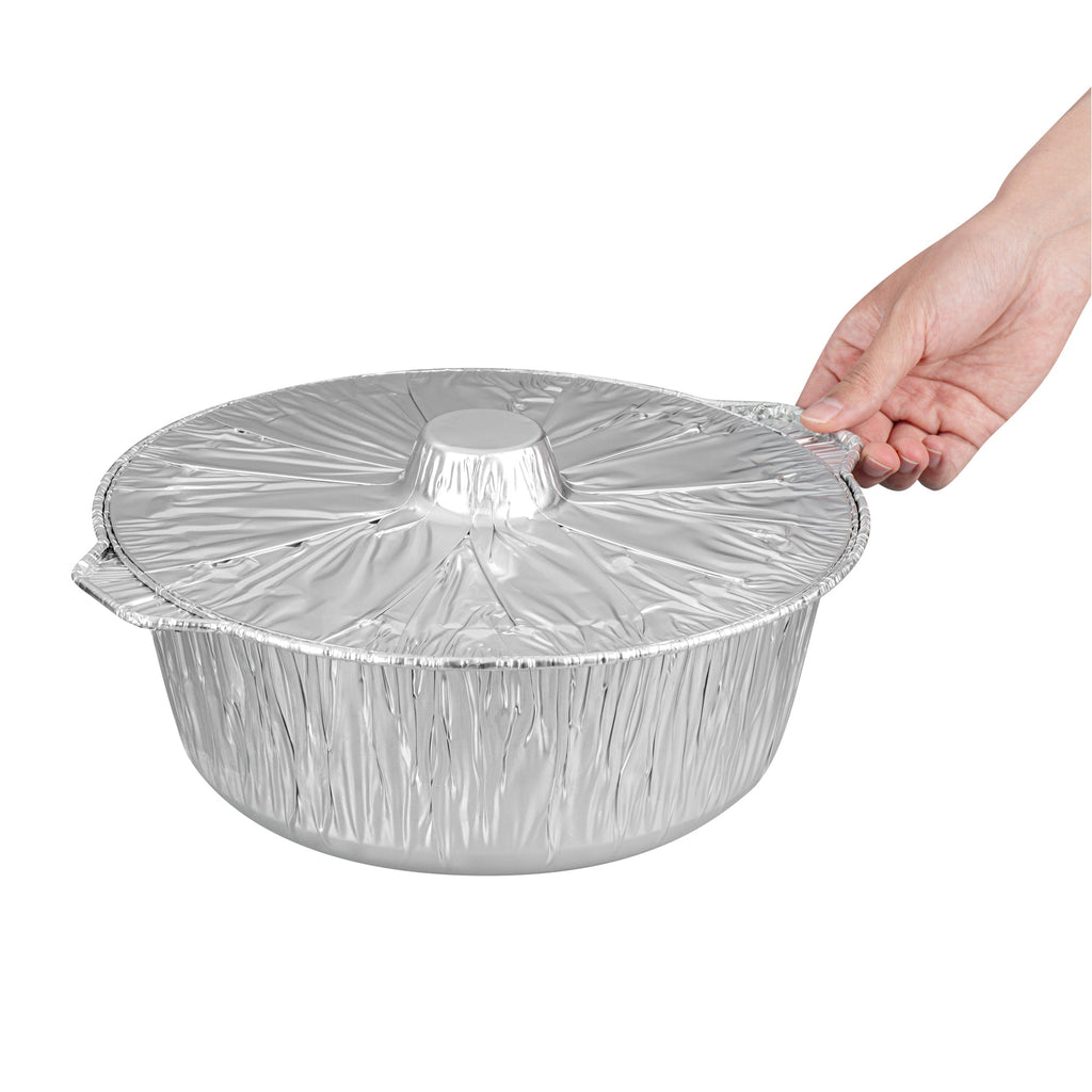Foil Lux 6 qt Aluminum Foil Pot - with Lid - 13 1/2" x 12" x 4 3/4" - 10 count box