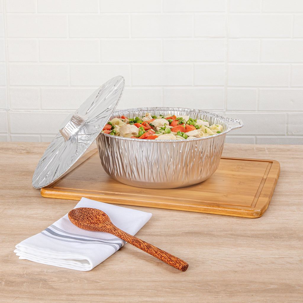 Foil Lux 6 qt Aluminum Foil Pot - with Lid - 13 1/2" x 12" x 4 3/4" - 100 count box