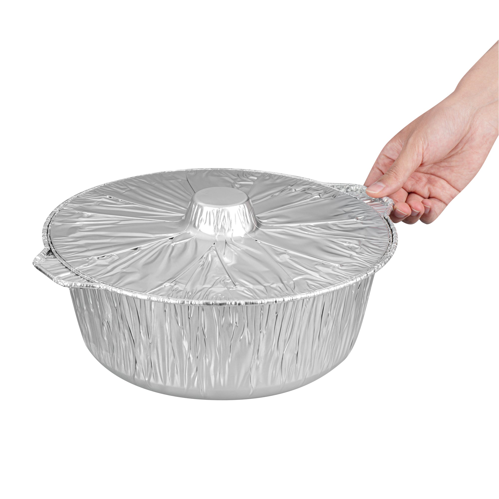 Foil Lux 6 qt Aluminum Foil Pot - with Lid - 13 1/2" x 12" x 4 3/4" - 100 count box