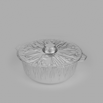 Foil Lux 6 qt Aluminum Foil Pot - with Lid - 13 1/2" x 12" x 4 3/4" - 100 count box