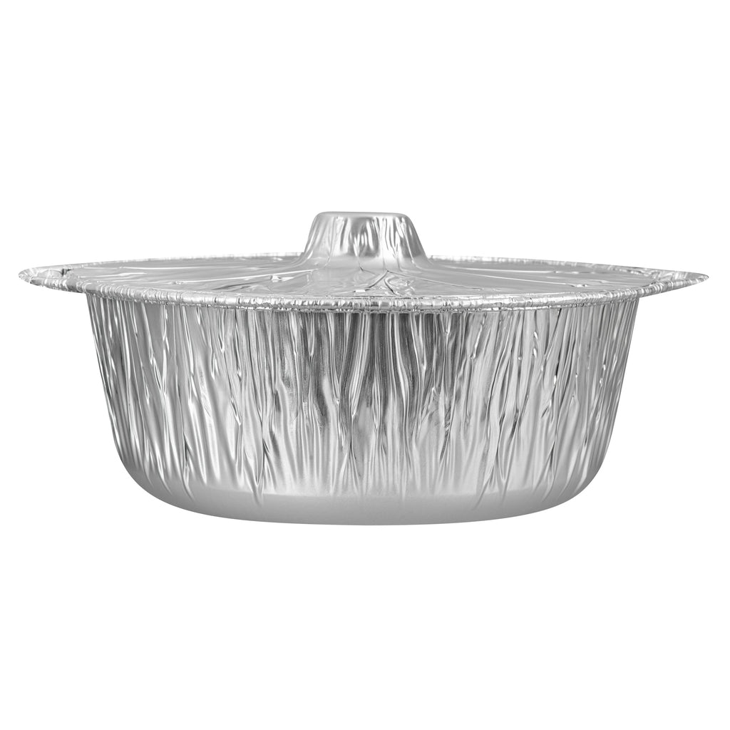Foil Lux 6 qt Aluminum Foil Pot - with Lid - 13 1/2" x 12" x 4 3/4" - 100 count box
