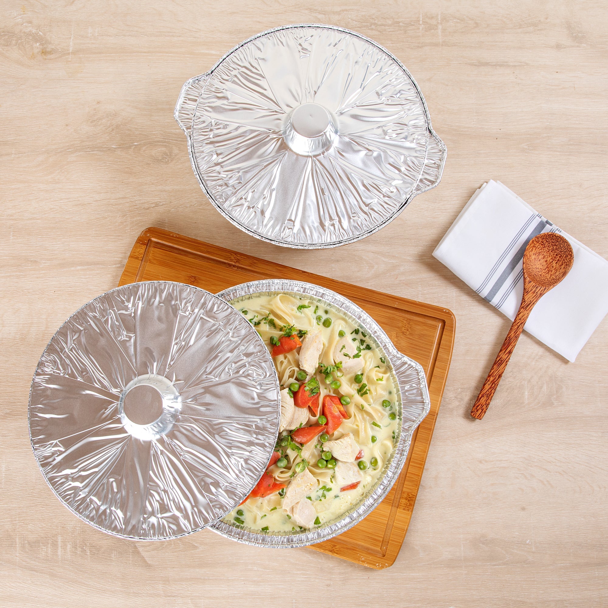 Foil Lux 6 qt Aluminum Foil Pot - with Lid - 13 1/2" x 12" x 4 3/4" - 100 count box