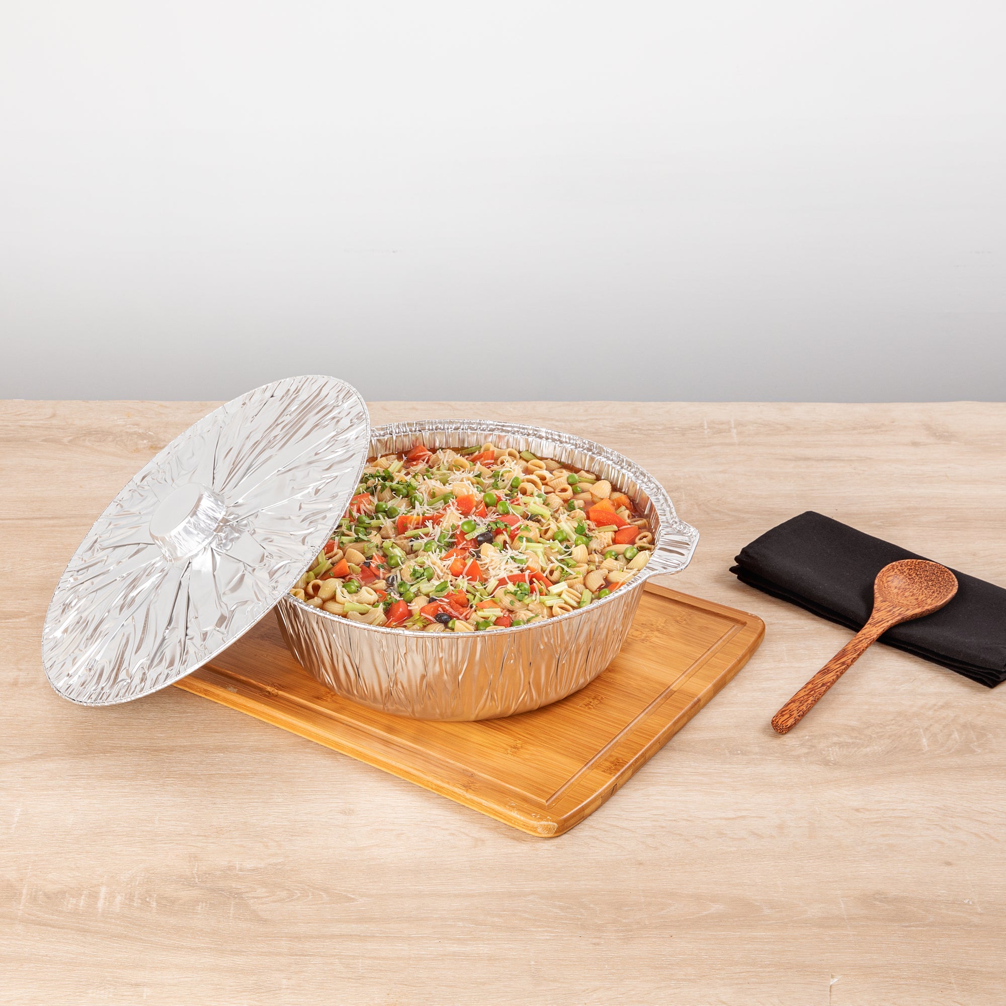 Foil Lux 8 qt Aluminum Foil Pot - with Lid - 15 1/4" x 14" x 4 3/4" - 10 count box