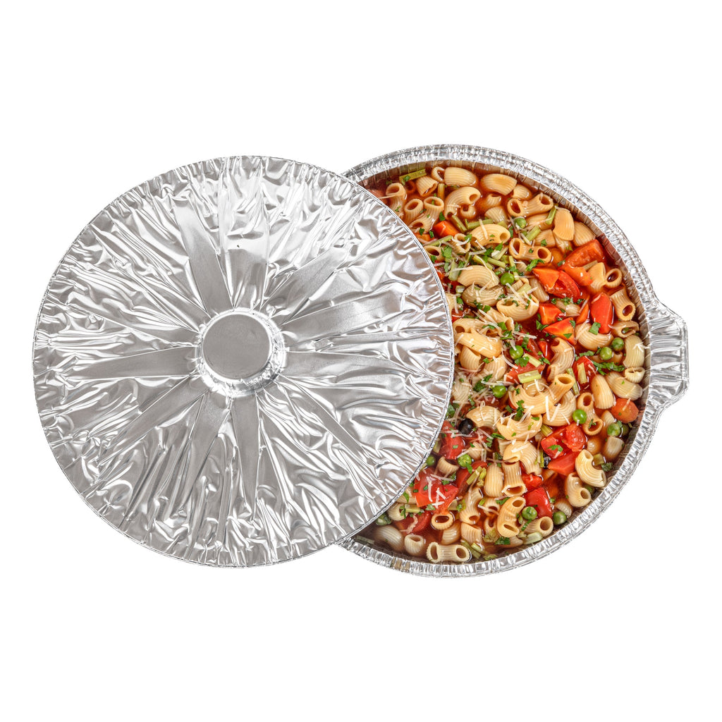 Foil Lux 8 qt Aluminum Foil Pot - with Lid - 15 1/4" x 14" x 4 3/4" - 10 count box