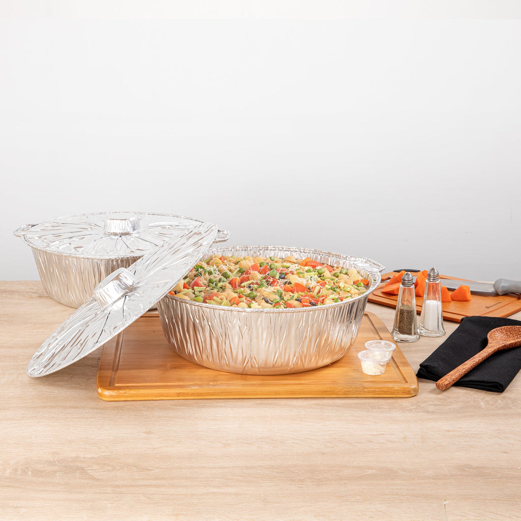 Foil Lux 8 qt Aluminum Foil Pot - with Lid - 15 1/4" x 14" x 4 3/4" - 10 count box