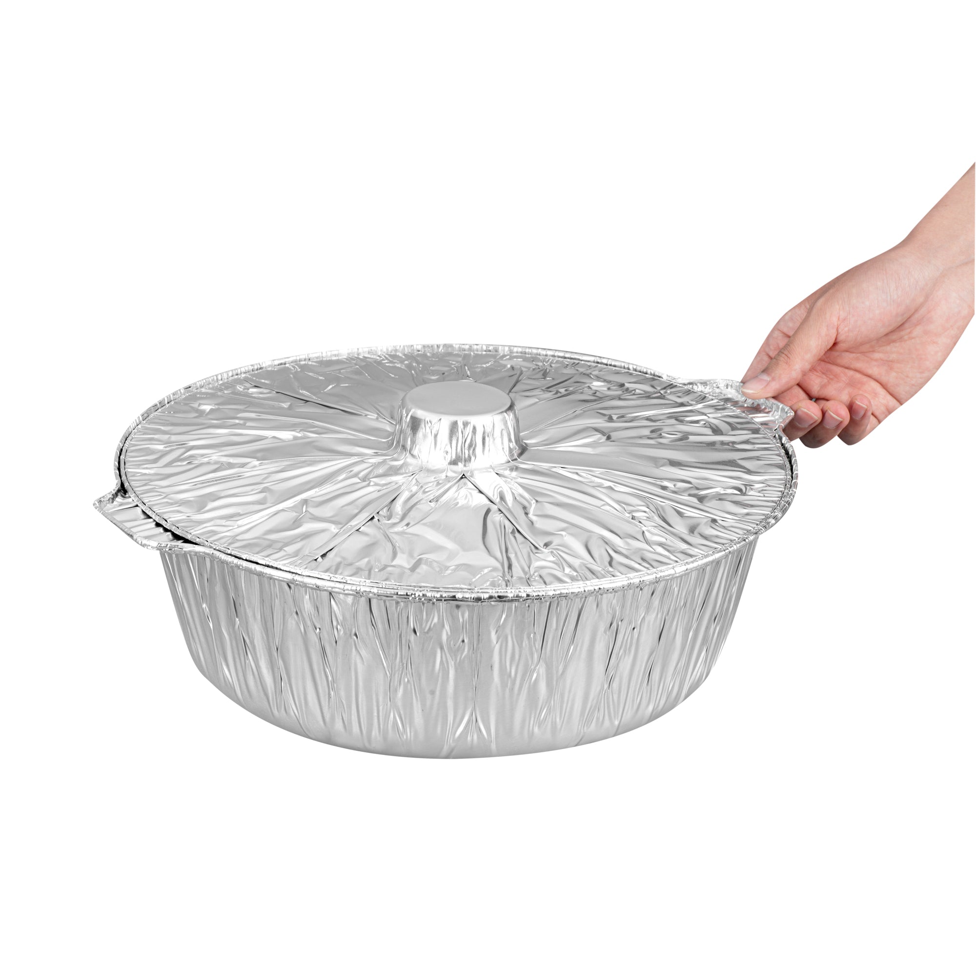 Foil Lux 8 qt Aluminum Foil Pot - with Lid - 15 1/4" x 14" x 4 3/4" - 50 count box