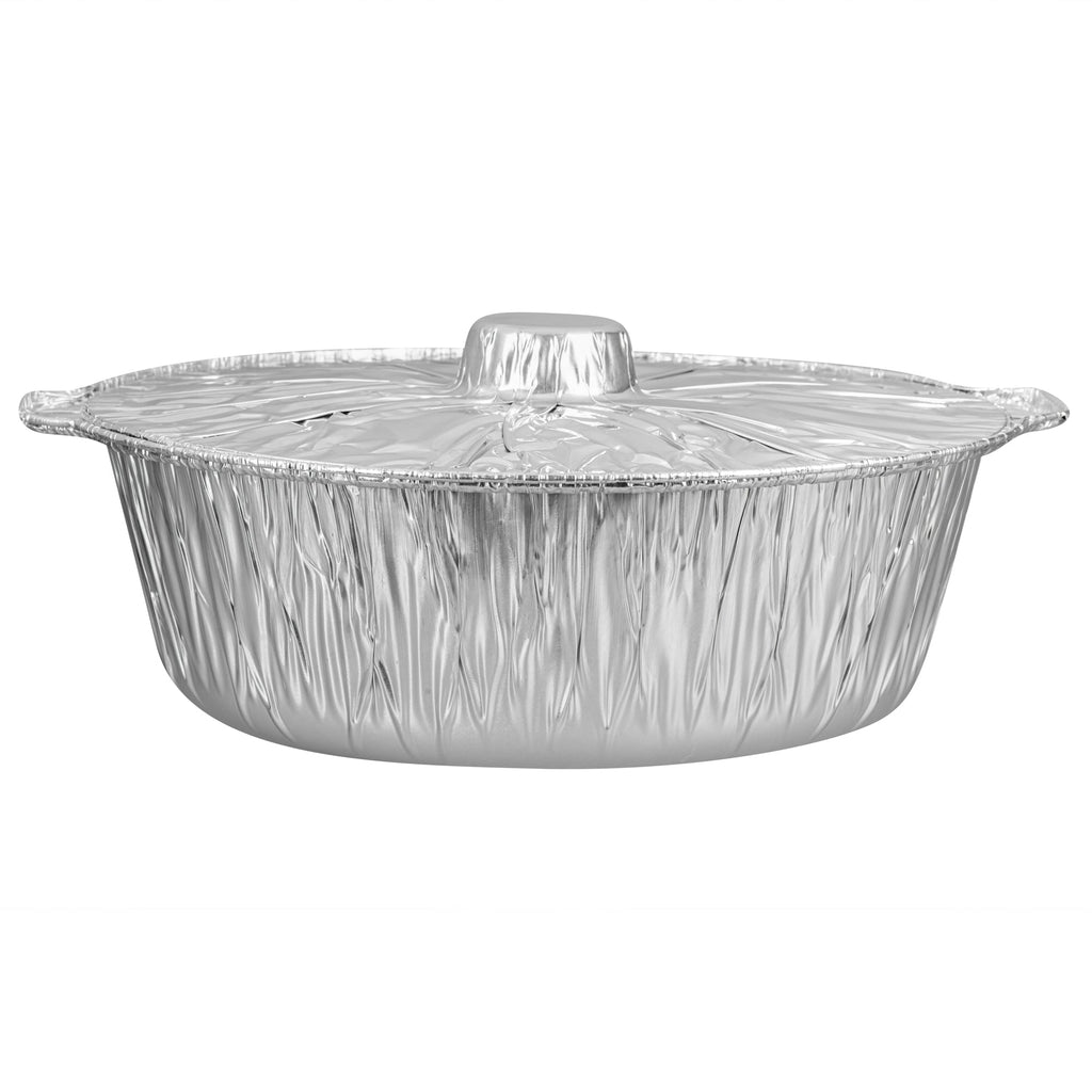 Foil Lux 8 qt Aluminum Foil Pot - with Lid - 15 1/4" x 14" x 4 3/4" - 50 count box