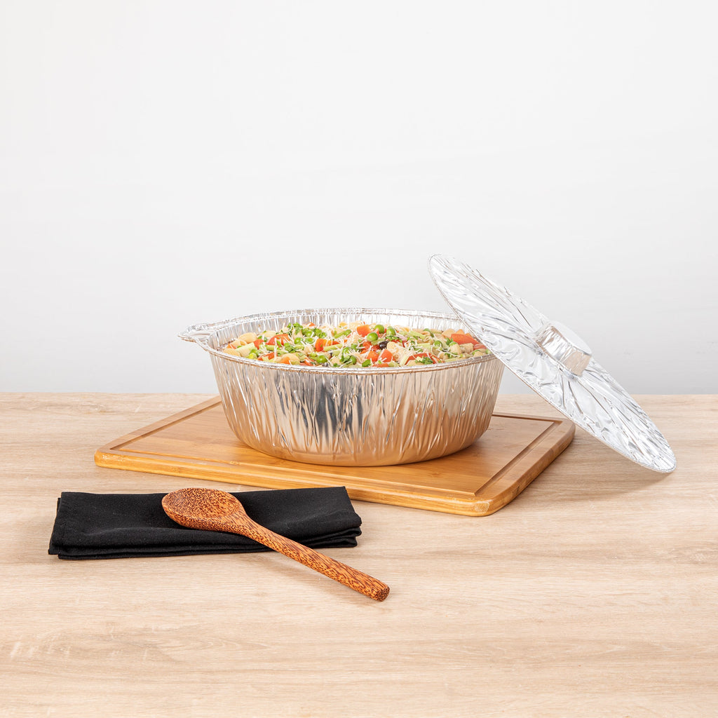 Foil Lux 8 qt Aluminum Foil Pot - with Lid - 15 1/4" x 14" x 4 3/4" - 50 count box