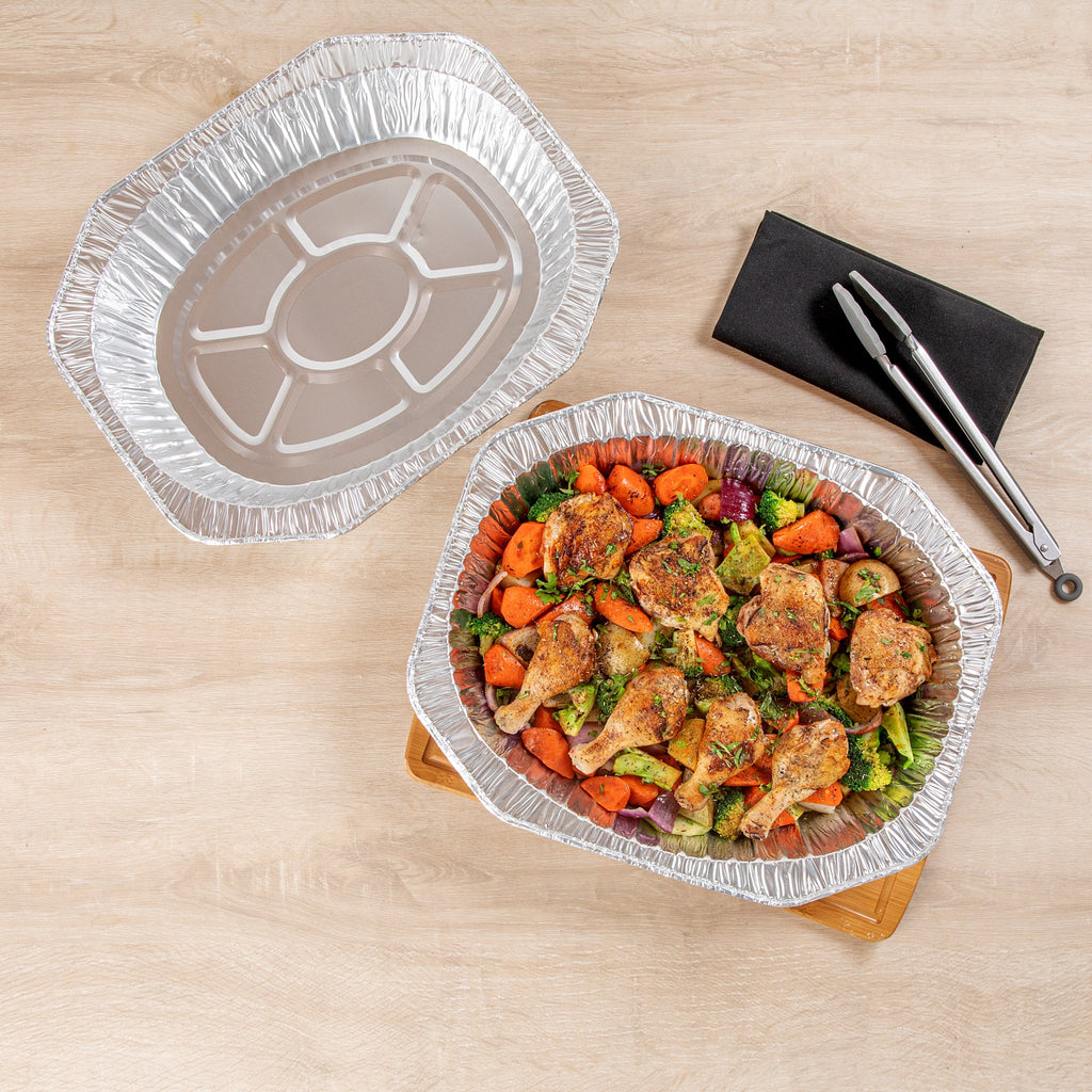 Foil Lux Oval Aluminum Foil Roast Pan - 17 1/2" x 14" x 3 1/4" - 10 count box