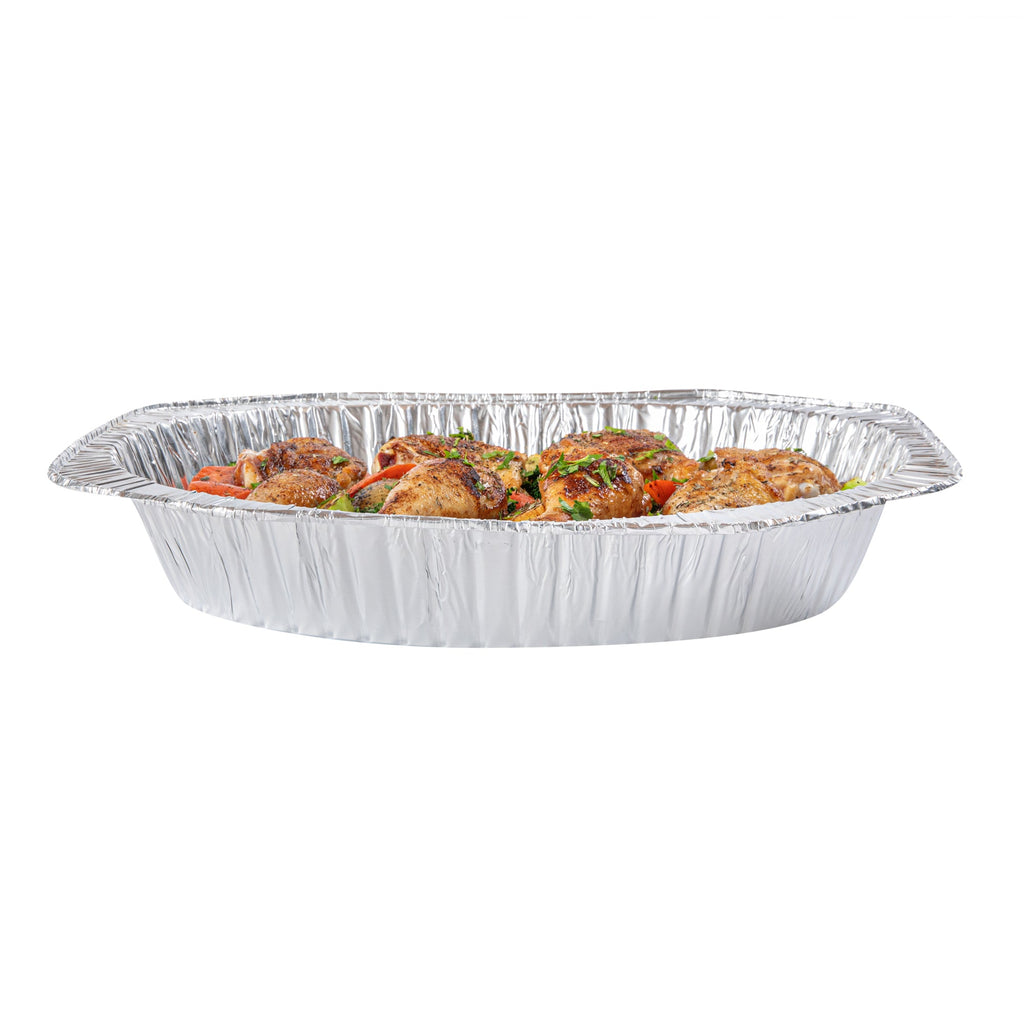 Foil Lux Oval Aluminum Foil Roast Pan - 17 1/2" x 14" x 3 1/4" - 50 count box