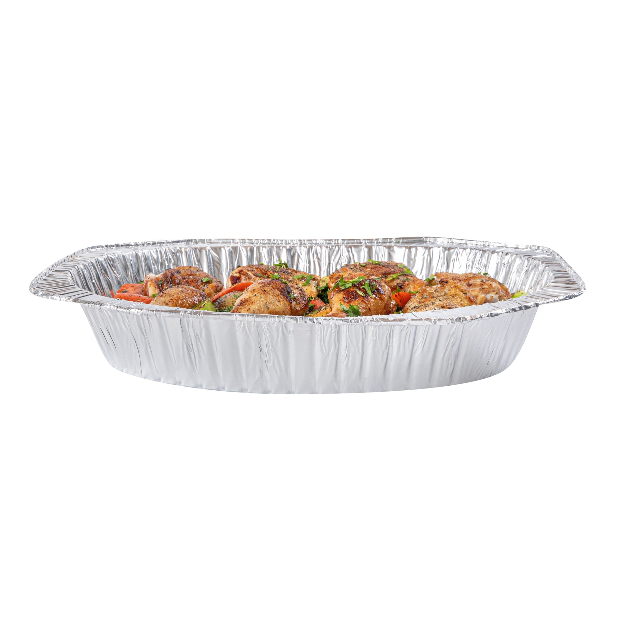 Foil Lux Oval Aluminum Foil Roast Pan - 17 1/2" x 14" x 3 1/4" - 50 count box
