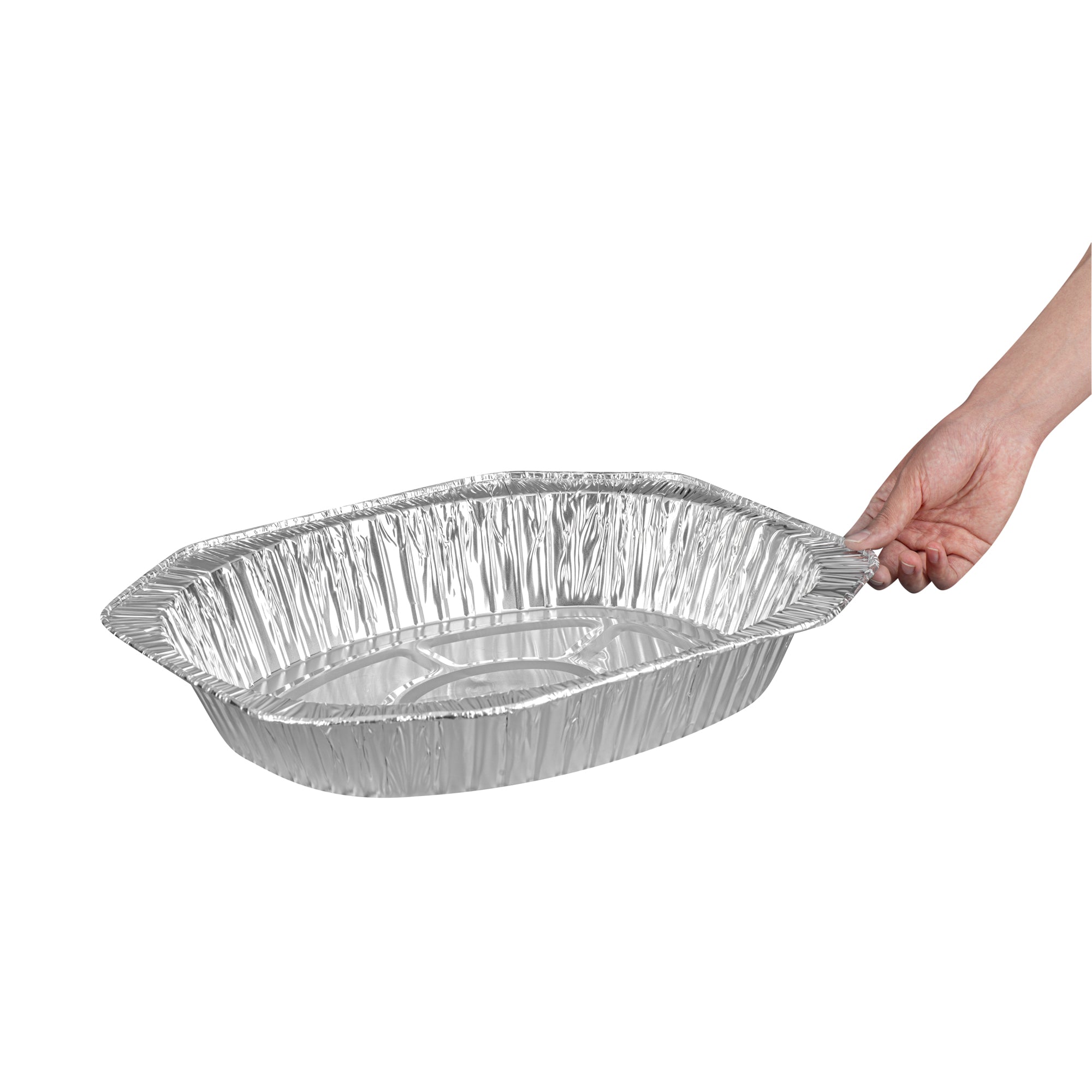 Foil Lux Oval Aluminum Foil Roast Pan - 17 1/2" x 14" x 3 1/4" - 50 count box