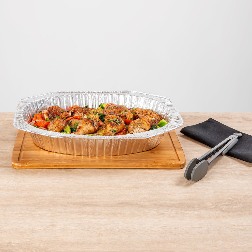 Foil Lux Oval Aluminum Foil Roast Pan - 17 1/2" x 14" x 3 1/4" - 50 count box