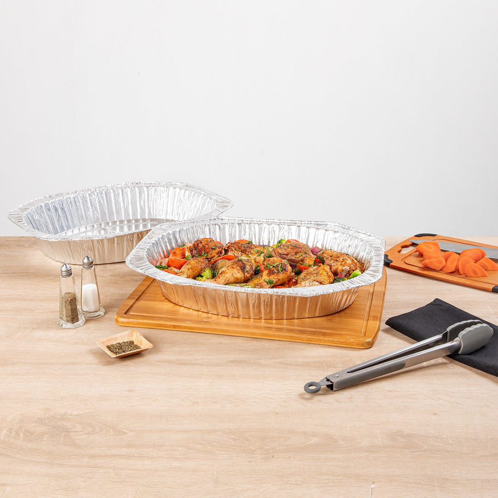 Foil Lux Oval Aluminum Foil Roast Pan - 17 1/2" x 14" x 3 1/4" - 50 count box