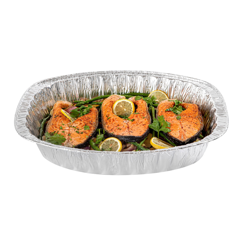 Foil Lux Oval Aluminum Foil Roast Pan - 18" x 14 1/4" x 3 1/4" - 10 count box