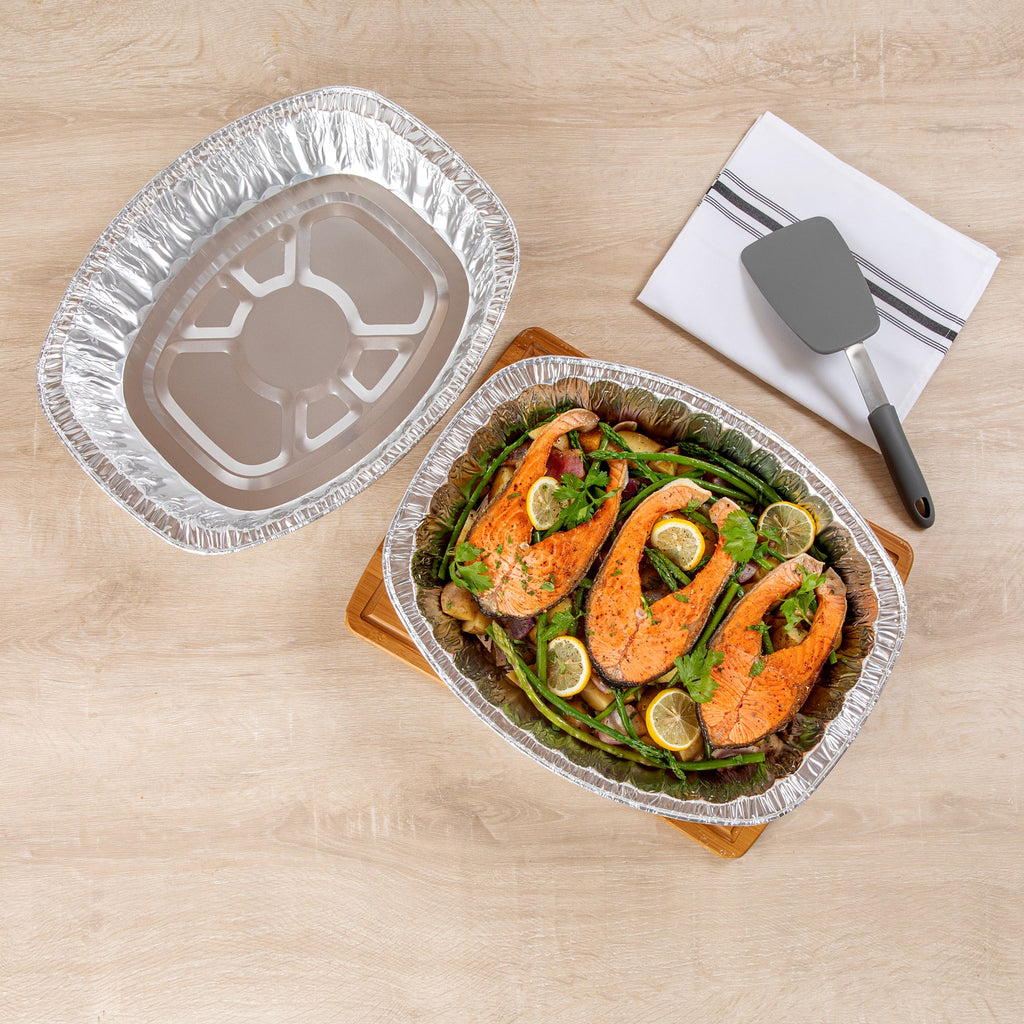 Foil Lux Oval Aluminum Foil Roast Pan - 18" x 14 1/4" x 3 1/4" - 10 count box