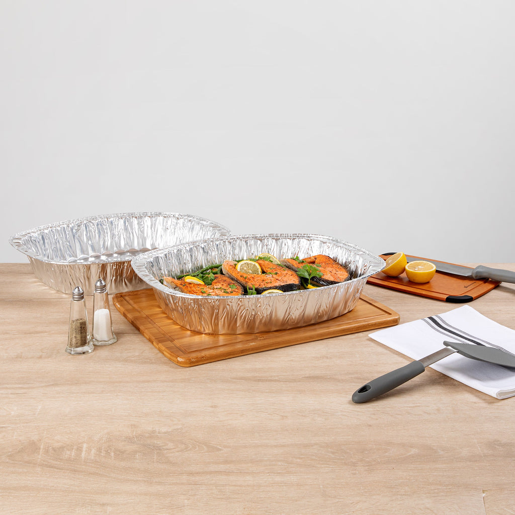 Foil Lux Oval Aluminum Foil Roast Pan - 18" x 14 1/4" x 3 1/4" - 50 count box