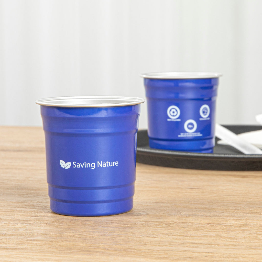 Saving Nature 10 oz Blue Aluminum Drinking Cup - 3 1/2" x 3 1/2" x 3" - 10 count box
