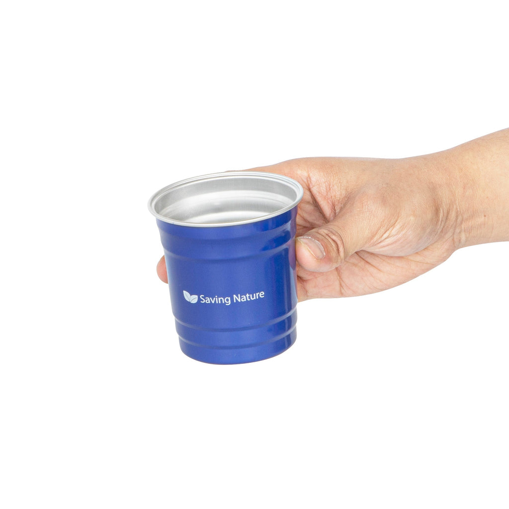 Saving Nature 10 oz Blue Aluminum Drinking Cup - 3 1/2" x 3 1/2" x 3" - 100 count box