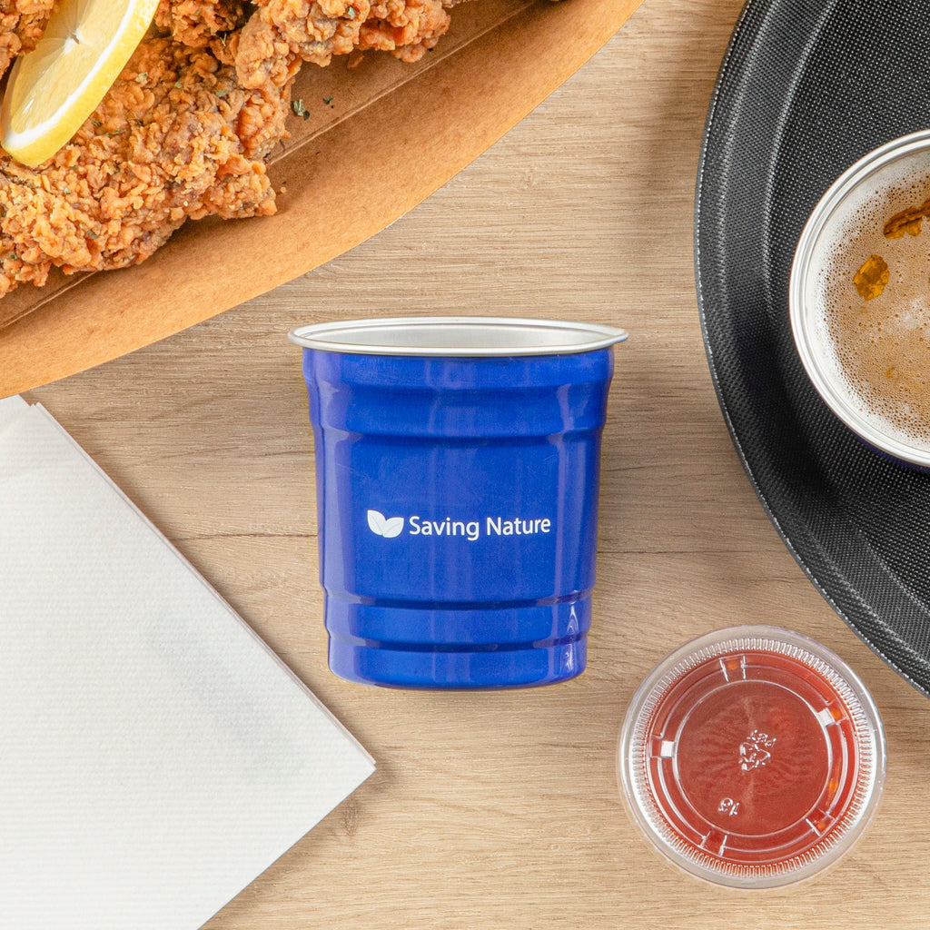 Saving Nature 10 oz Blue Aluminum Drinking Cup - 3 1/2" x 3 1/2" x 3" - 100 count box