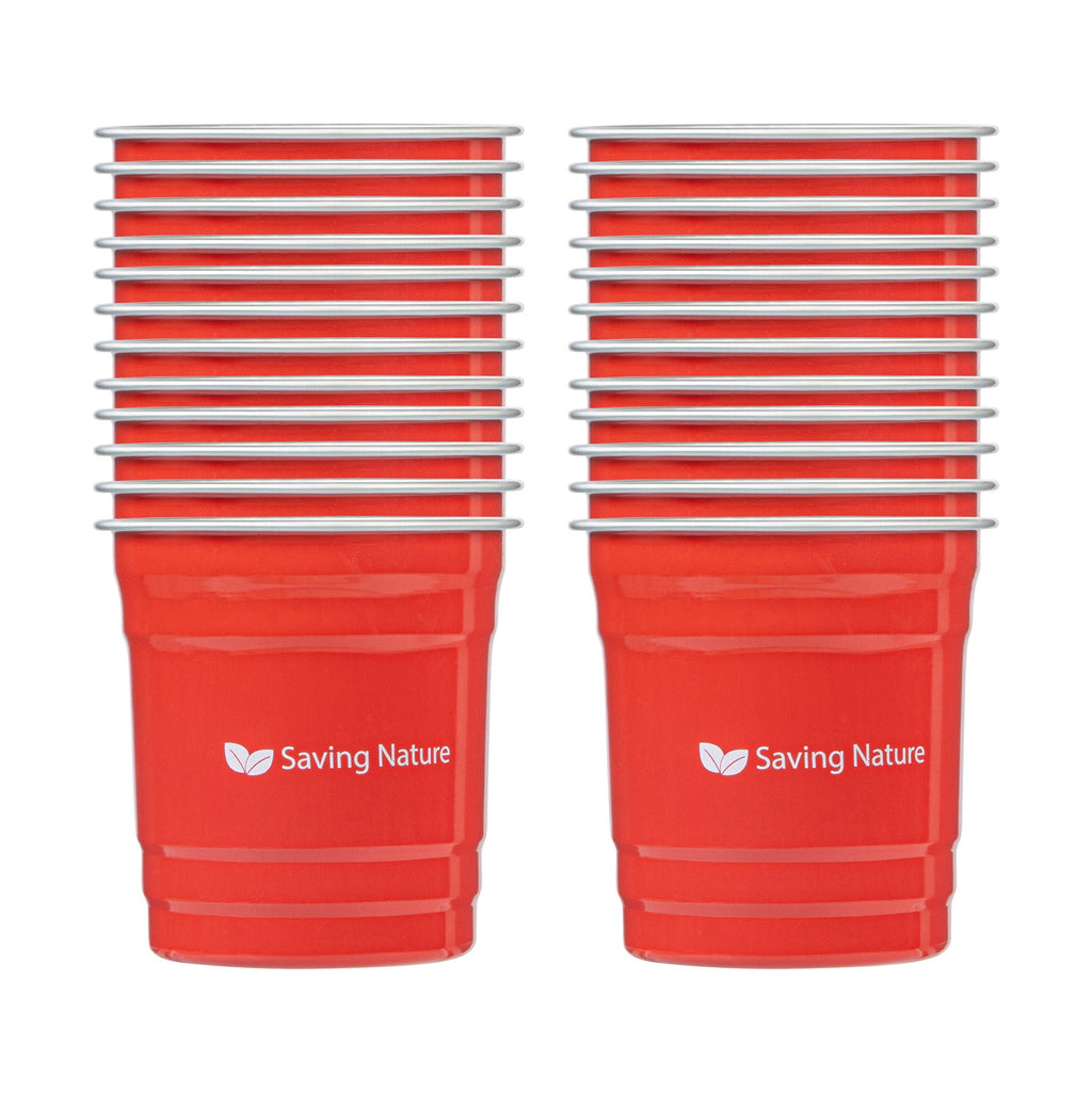 Saving Nature 10 oz Red Aluminum Drinking Cup - 3 1/2" x 3 1/2" x 3" - 10 count box