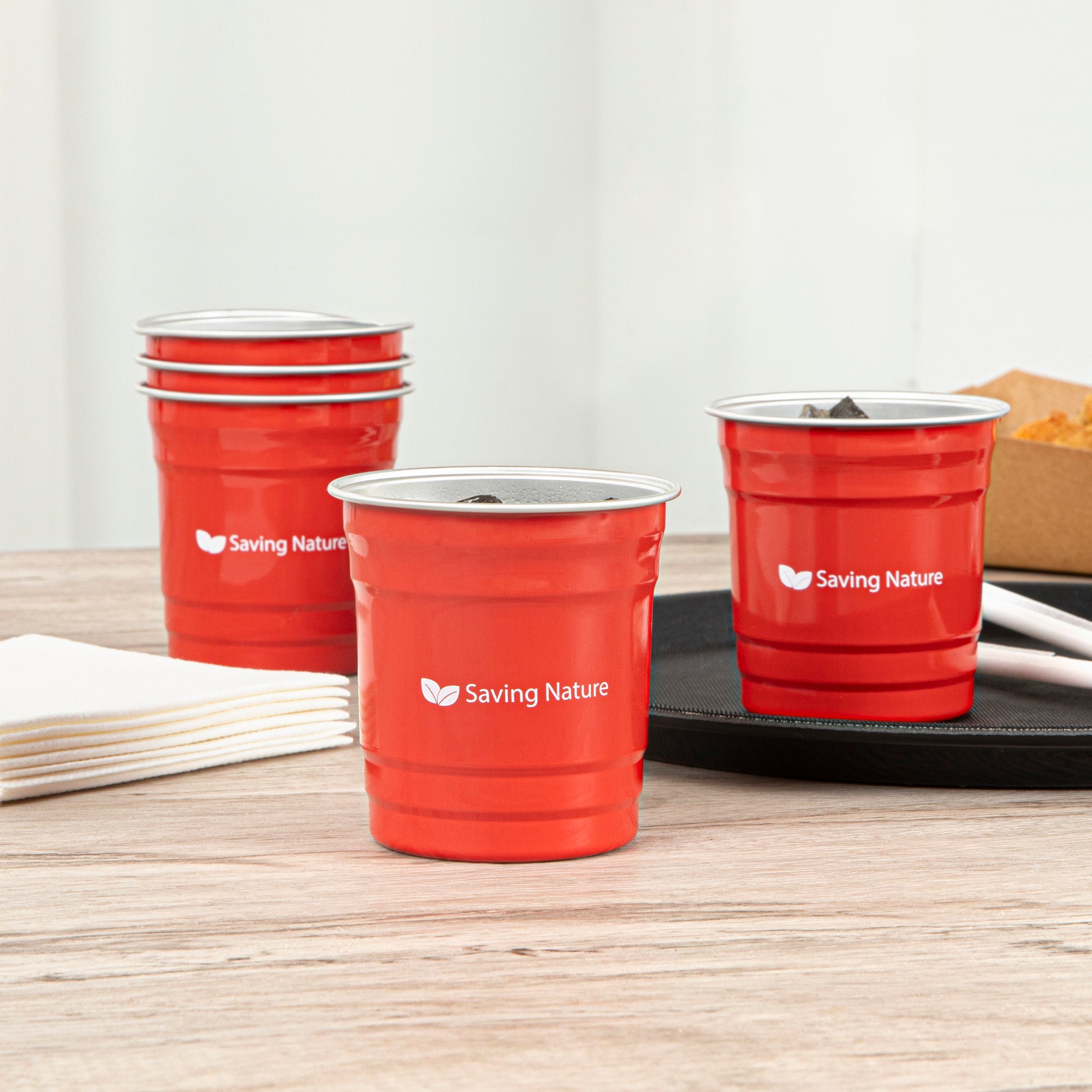 Saving Nature 10 oz Red Aluminum Drinking Cup - 3 1/2" x 3 1/2" x 3" - 10 count box