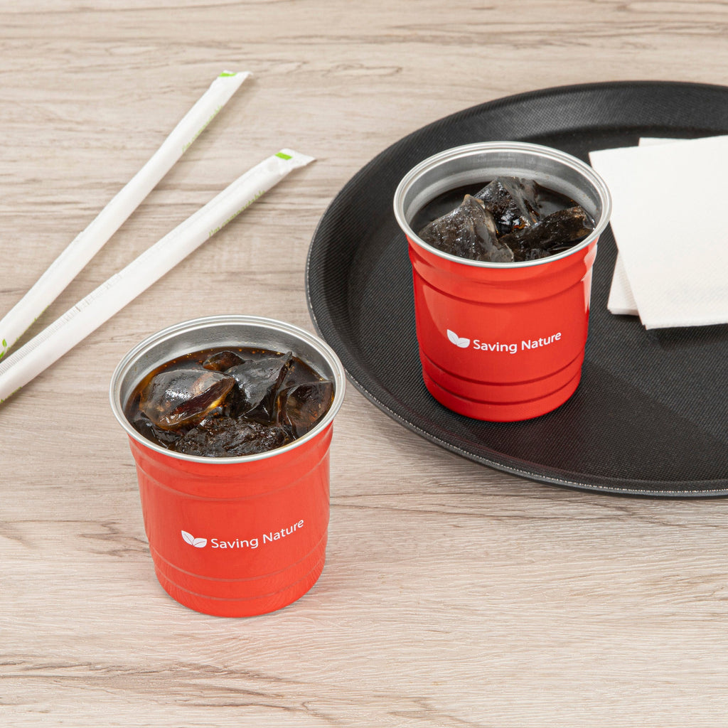 Saving Nature 10 oz Red Aluminum Drinking Cup - 3 1/2" x 3 1/2" x 3" - 100 count box
