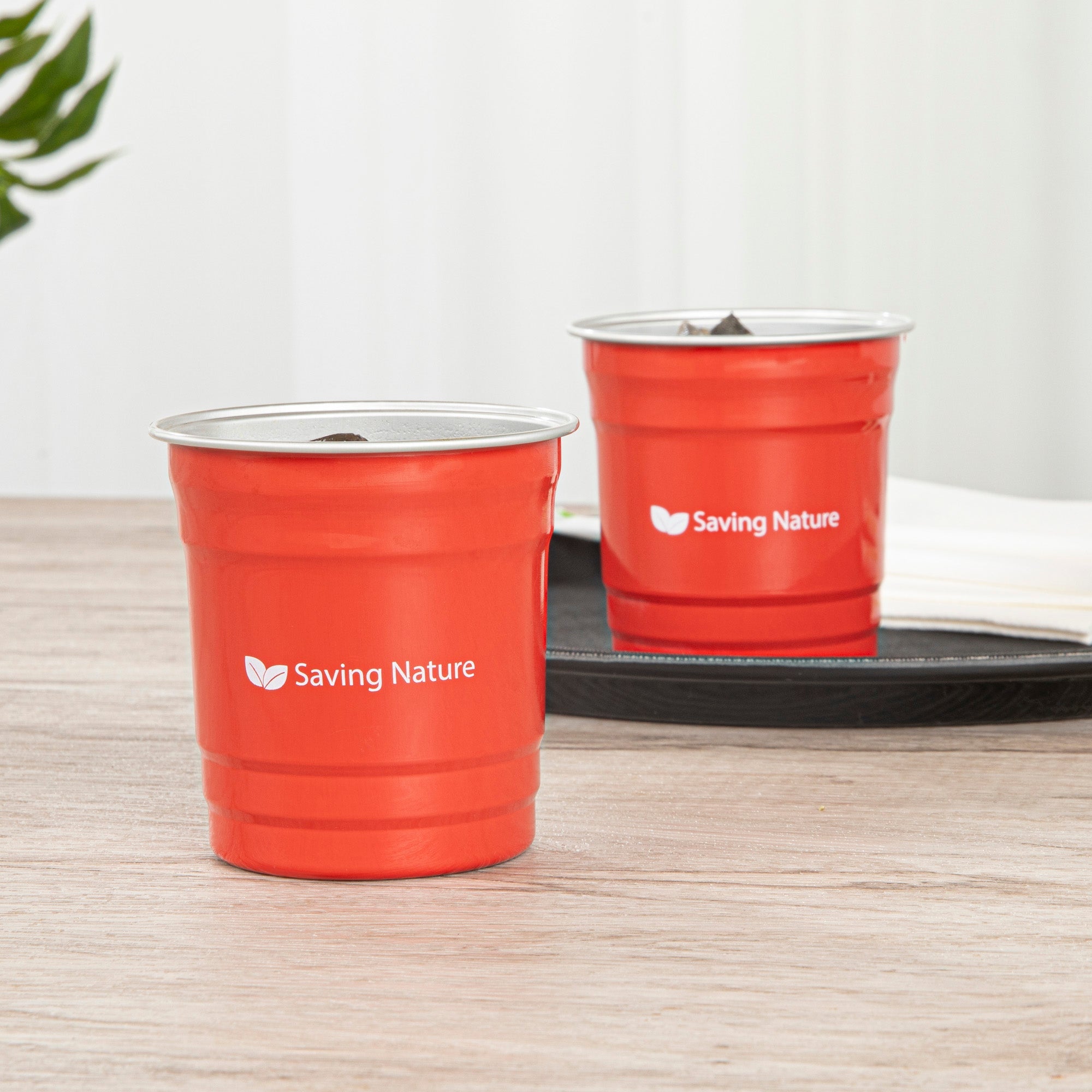 Saving Nature 10 oz Red Aluminum Drinking Cup - 3 1/2" x 3 1/2" x 3" - 100 count box