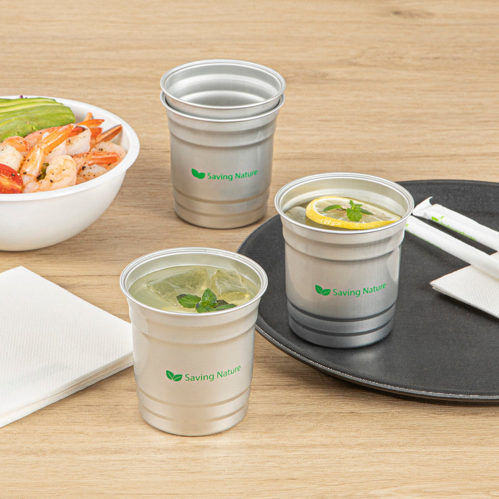 Saving Nature 10 oz Aluminum Drinking Cup - 3 1/2" x 3 1/2" x 3" - 10 count box