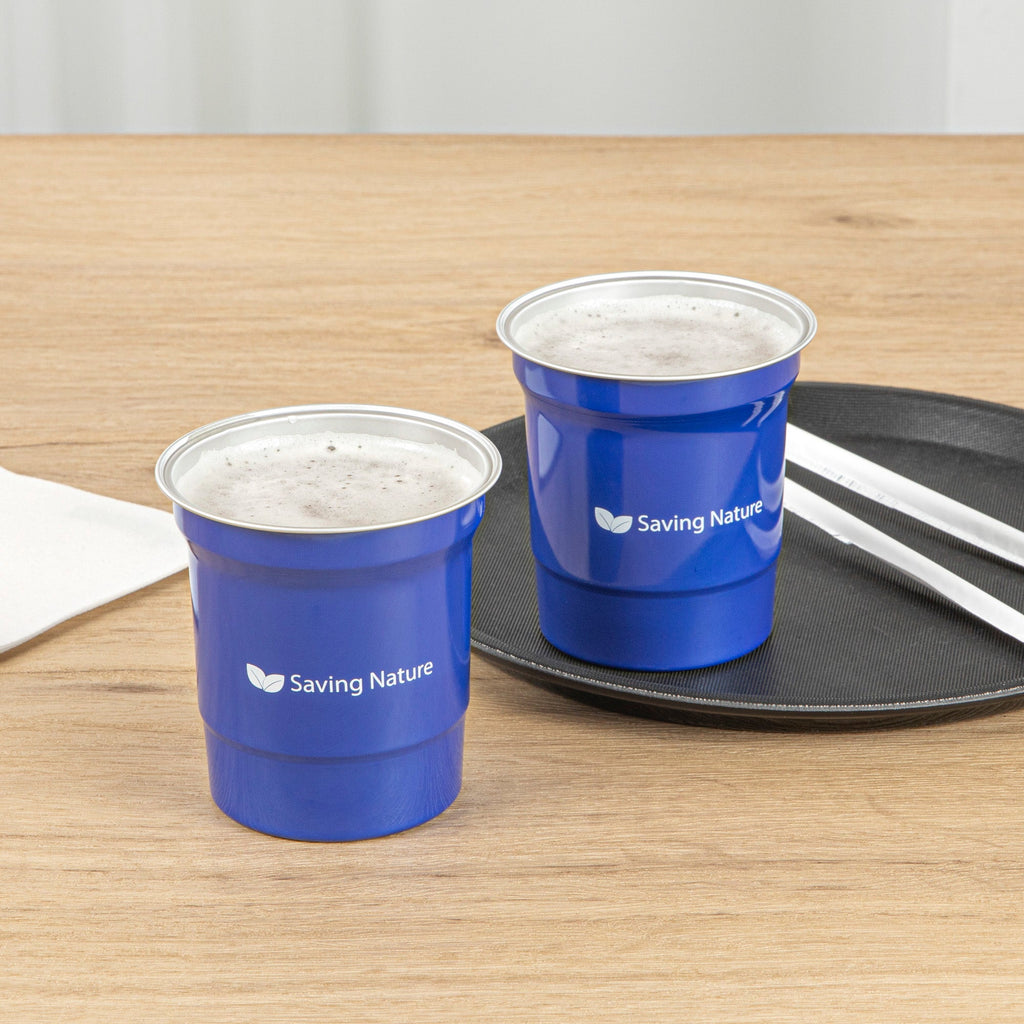 Saving Nature 16 oz Blue Aluminum Drinking Cup - 3 3/4" x 3 3/4" x 4" - 10 count box