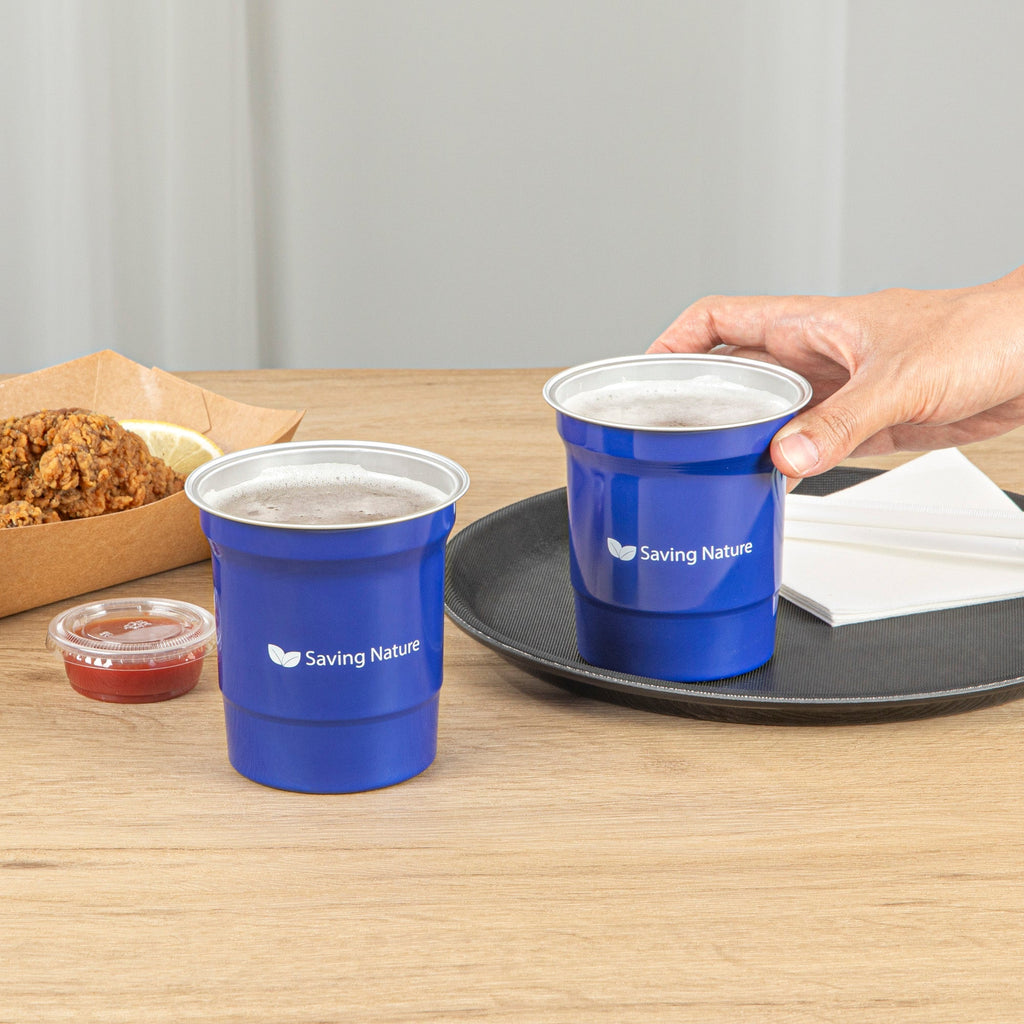 Saving Nature 16 oz Blue Aluminum Drinking Cup - 3 3/4" x 3 3/4" x 4" - 100 count box