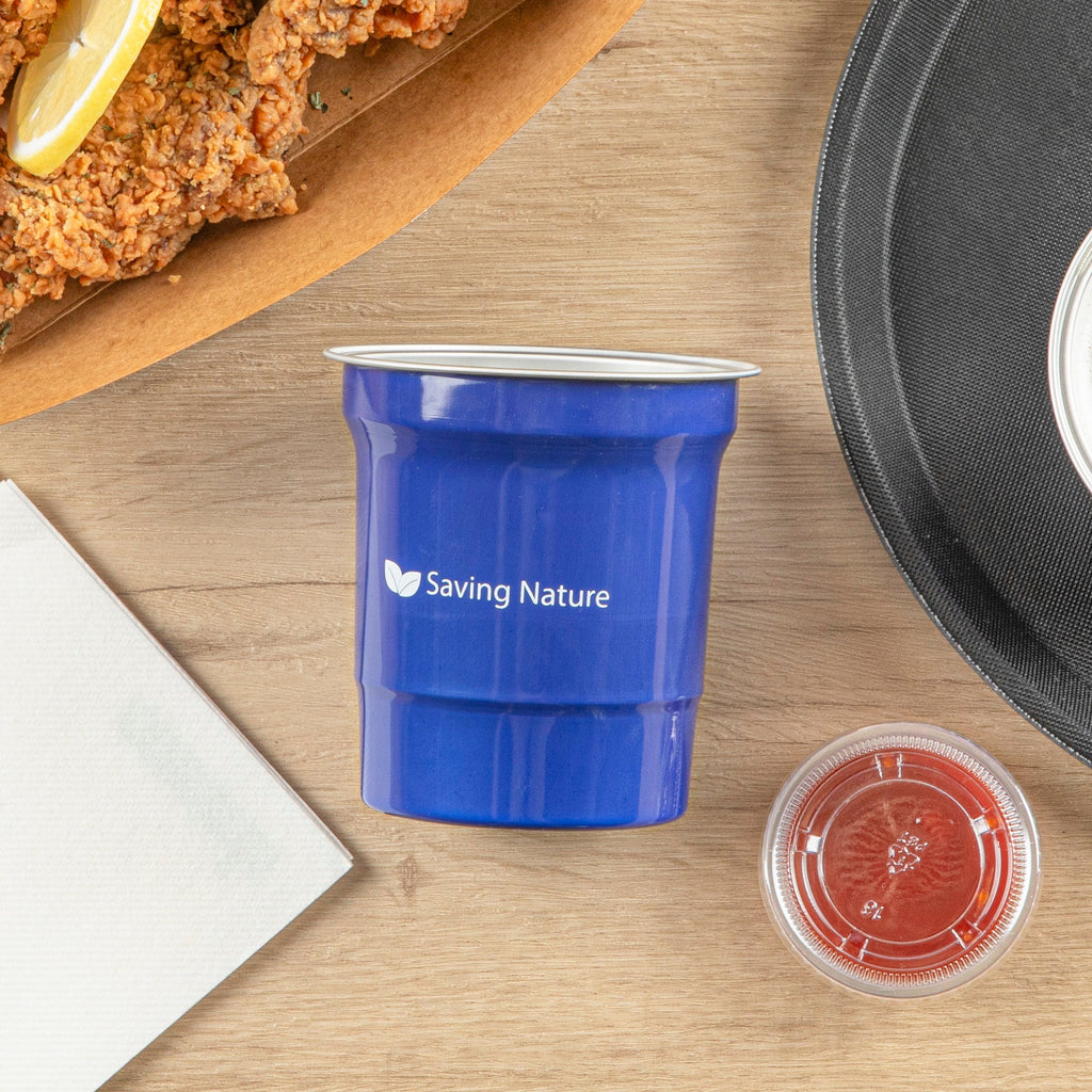 Saving Nature 16 oz Blue Aluminum Drinking Cup - 3 3/4" x 3 3/4" x 4" - 100 count box