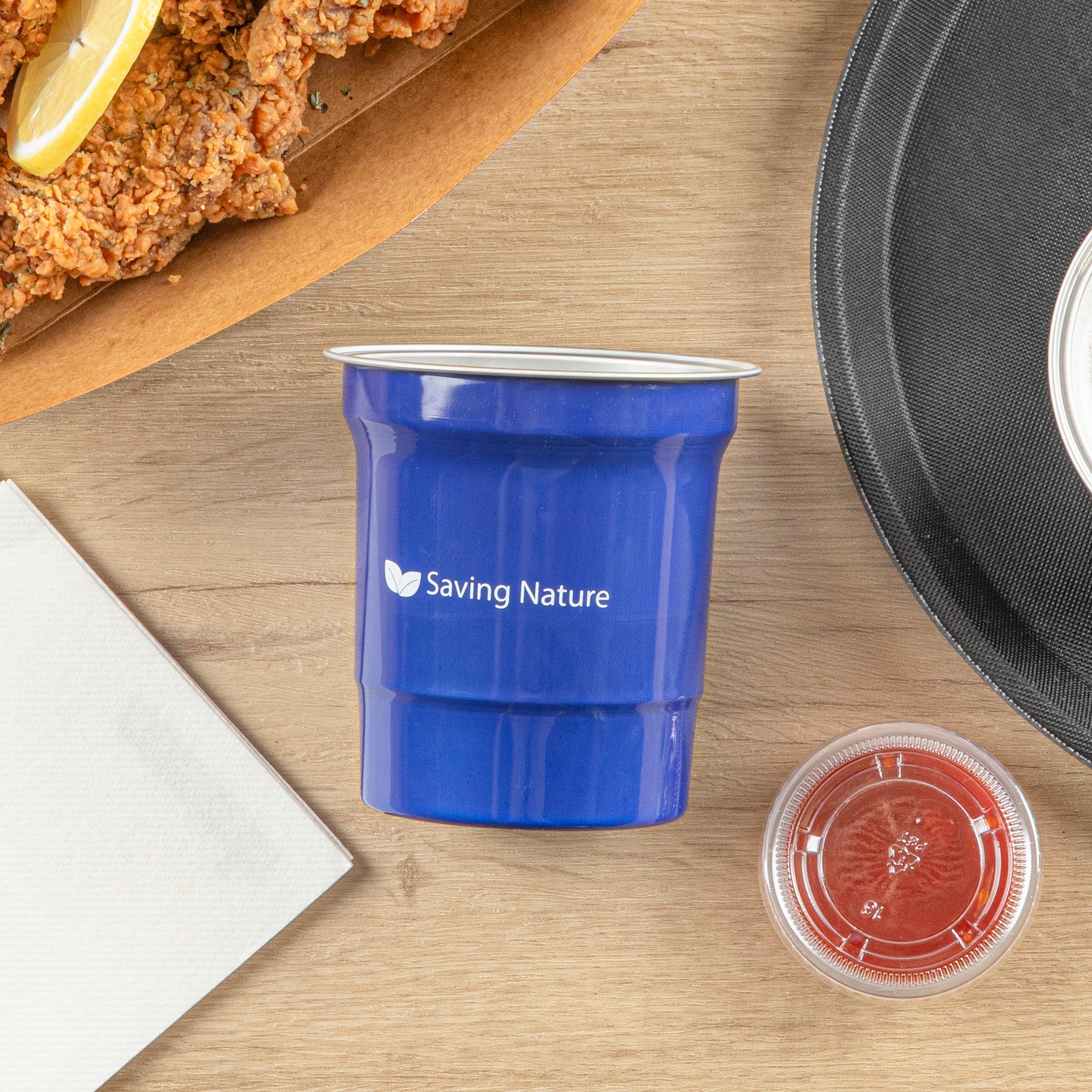 Saving Nature 16 oz Blue Aluminum Drinking Cup - 3 3/4" x 3 3/4" x 4" - 100 count box